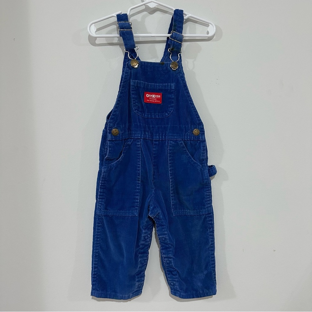 Vtg 70’s Oshkosh Vestbak Blue Corduroy Bibbed Overalls Size 2T Rare
